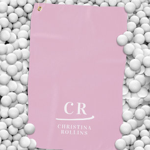 Elegant Modern Monogrammed Initials Name Pink Golf Towel