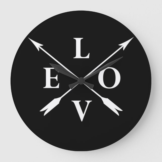 Elegant modern monogrammed love large clock (Front)