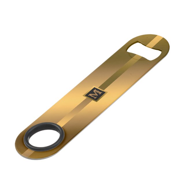 Elegant Modern Monogrammed Marble Black Gold (Front Angled)