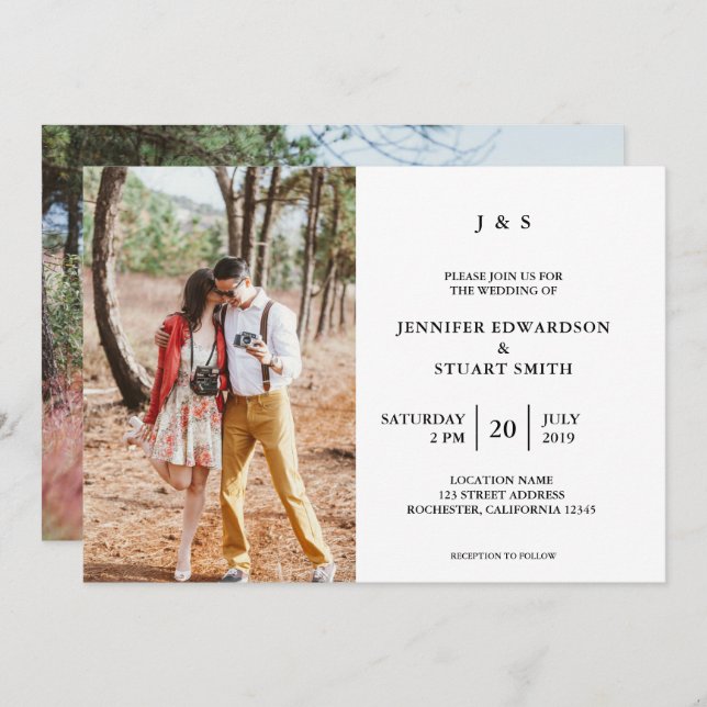 Elegant Modern monogrammed own photos Wedding Invitation (Front/Back)