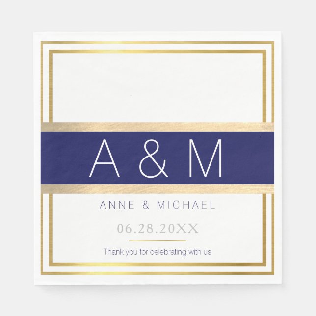 elegant / modern monogrammed wedding party napkin (Front)