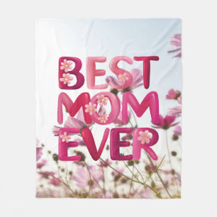 Elegant Modern Mother's Best Mum Ever Pink Floral Fleece Blanket