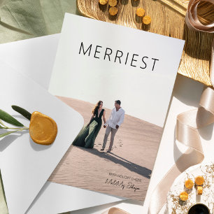 Elegant & Modern Mr & Mrs 2 Photos Christmas Holiday Card