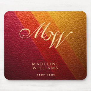 Elegant Modern multicolor Leather Print Monogram Mouse Pad