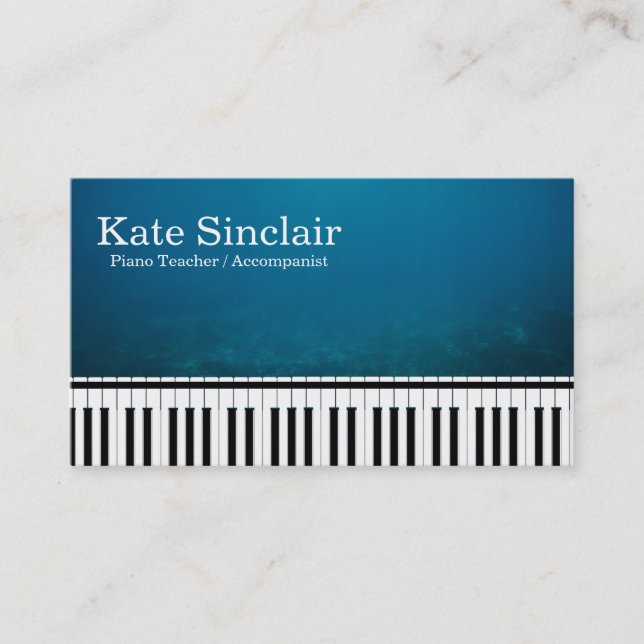 Elegant Modern Music Professional Piano Teacher Business Card (Front)
