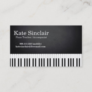 Elegant Modern Music Professional Piano Teacher Business Card