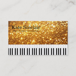 Elegant Modern Music Professional Piano Teacher Business Card