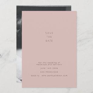 Elegant Modern Muted Blush Minimalist Photo  Save The Date