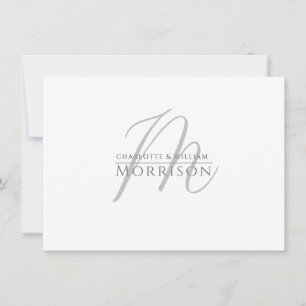 Elegant Modern Muted Grey Black Monogram Couple Card