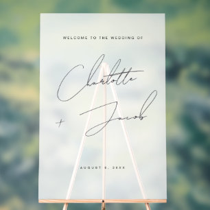Elegant Modern Name script Welcome Frosted Wedding Acrylic Sign