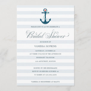 Elegant Modern Nautical Anchor Bridal Shower Invitation