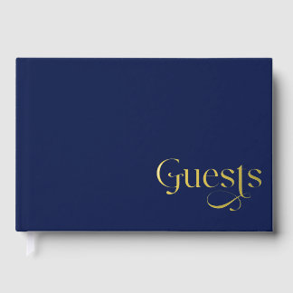 Elegant Modern Navy and Gold Wedding Guest Book