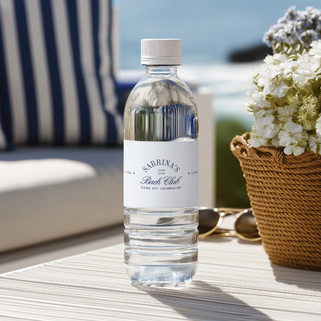 Elegant Modern Navy Blue Bachelorette Water Bottle Label (Elegant Modern Navy Blue Bachelorette Water Bottle Label)