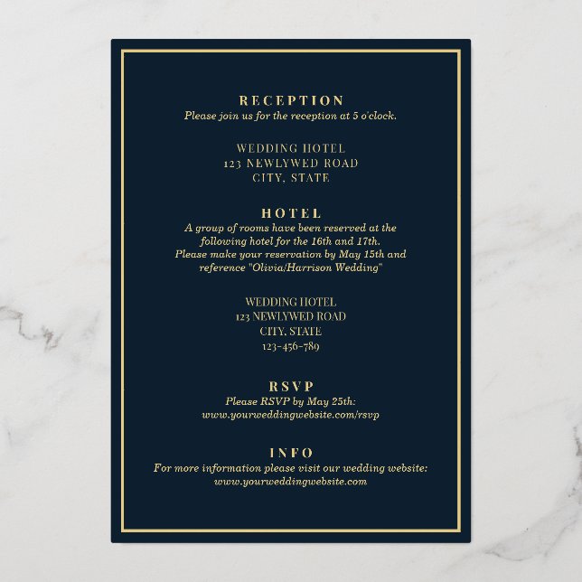 Elegant Modern Navy Blue Gold All In One Wedding (Back)