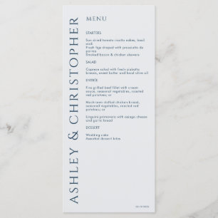 Elegant Modern Navy Blue Wedding Menu