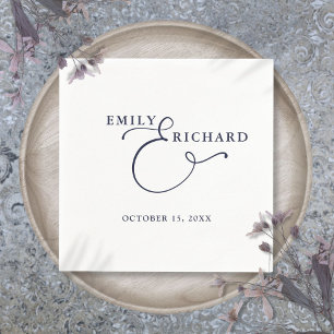Elegant Modern Navy Blue Wedding Napkin