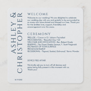 Elegant Modern Navy Blue Wedding Program