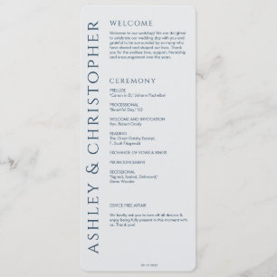 Elegant Modern Navy Blue Wedding Program