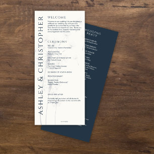 Elegant Modern Navy Blue Wedding Program