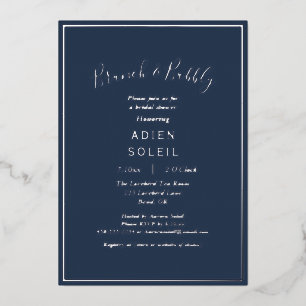 Elegant Modern Navy Silver Brunch and Bubbly