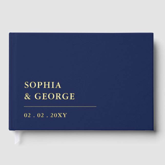 Elegant Modern Navy Wedding Guest Book (Front)