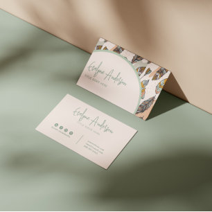 Elegant Modern Neutral Boho Chic Feather Tribal Business Card