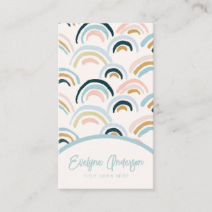 Elegant Modern Neutral Handmade Rainbow Boho Chic Business Card