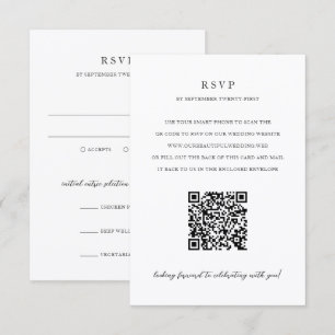 Elegant Modern Neutral QR Code Wedding RSVP Card