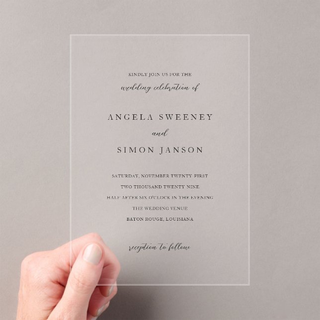 Elegant Modern Neutral Wedding Acrylic Invitations (Insitu (Handheld))