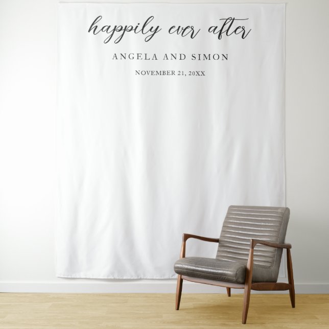 Elegant Modern Neutral Wedding Backdrop Tapestry (In Situ)