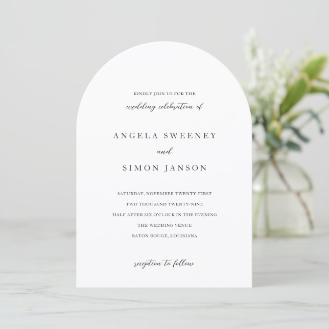 Elegant Modern Neutral Wedding Invitation (Standing Front)