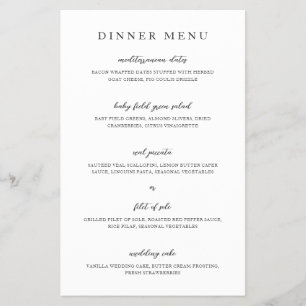 Elegant Modern Neutral Wedding Menu