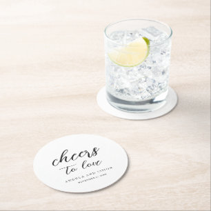Elegant Modern Neutral Wedding Round Paper Coaster