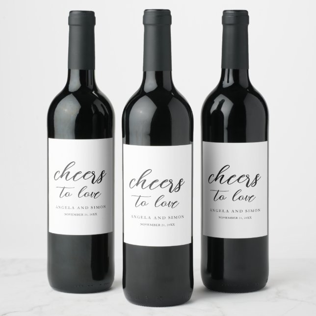 Elegant Modern Neutral Wedding Wine Label (Bottles)