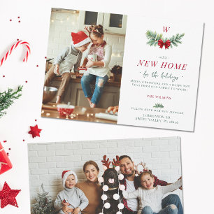 Elegant Modern New Home Family Monogram 2 Photos Holiday Card