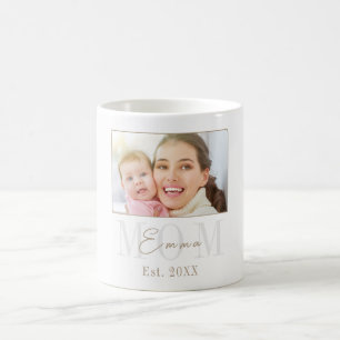 Elegant Modern New Mum Est. Year Photograph Coffee Mug