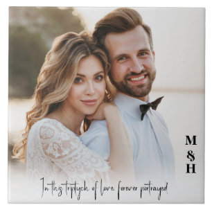 elegant modern newlyweds photo wedding ceramic tile