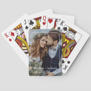 elegant modern newlyweds photo wedding favours playing cards