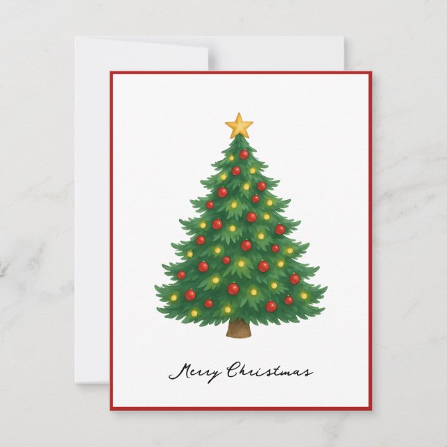 Elegant Modern Non Photo Christmas Tree Holiday Card (Front)