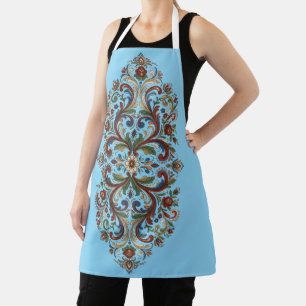 Elegant Modern Norwegian Rosemaling Floral Art  Apron