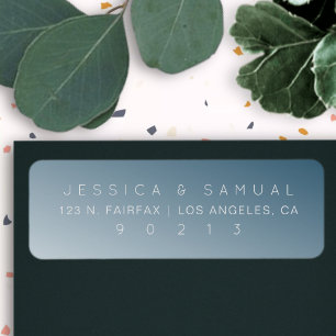 Elegant Modern Ombre Blue Return Address Label