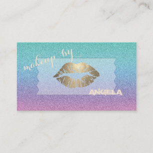 Elegant Modern Ombre Glitter Lips, Makeup Business Card