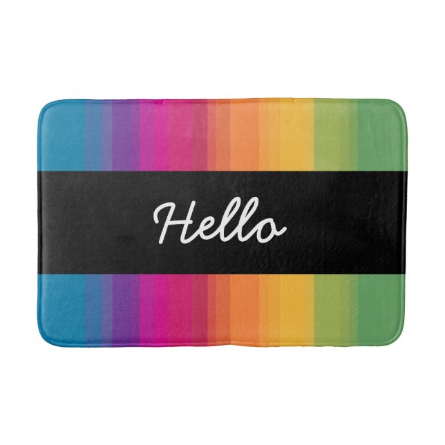 Elegant modern ombre gradient colourful rainbow bath mat (Front)