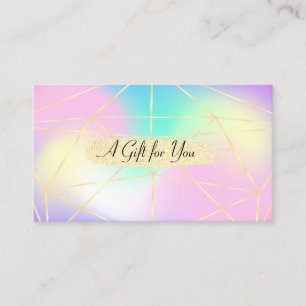 Elegant Modern Ombre Holographic Geometric,Stripes Discount Card