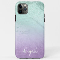 Elegant modern ombre purple & mint glitter marble