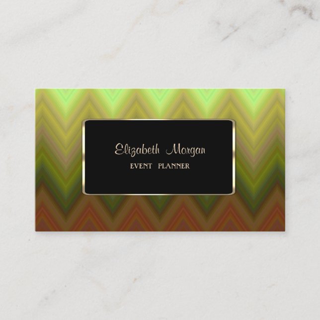 Elegant, Modern, Ombre Zigzag Chevron Business Card (Front)