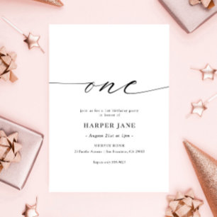 Elegant Modern One 1st Birthday Invitation