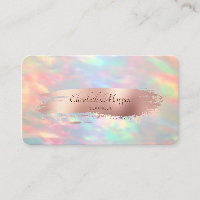 Elegant Modern,Opal,Rose Gold Brush Stroke  Business Card (Front)