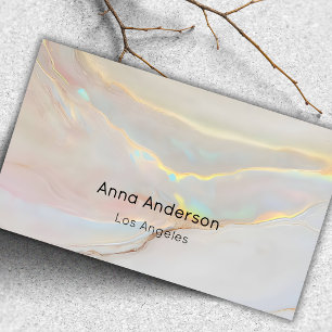 Elegant Modern Opal Stone Faux Gold Makeup Business Card
