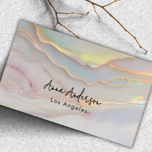 Elegant Modern Opal Stone Pink Gold Makeup Business Card